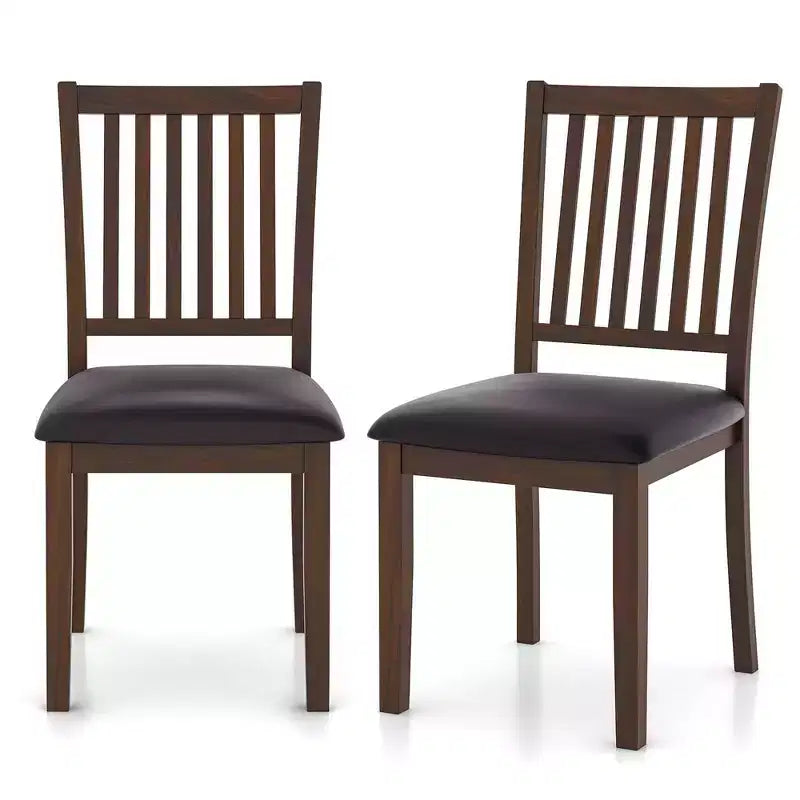Costway Modern Dining Chair Set of 2/4 with Slanted High Backrest Wear-resistant PVC Leather