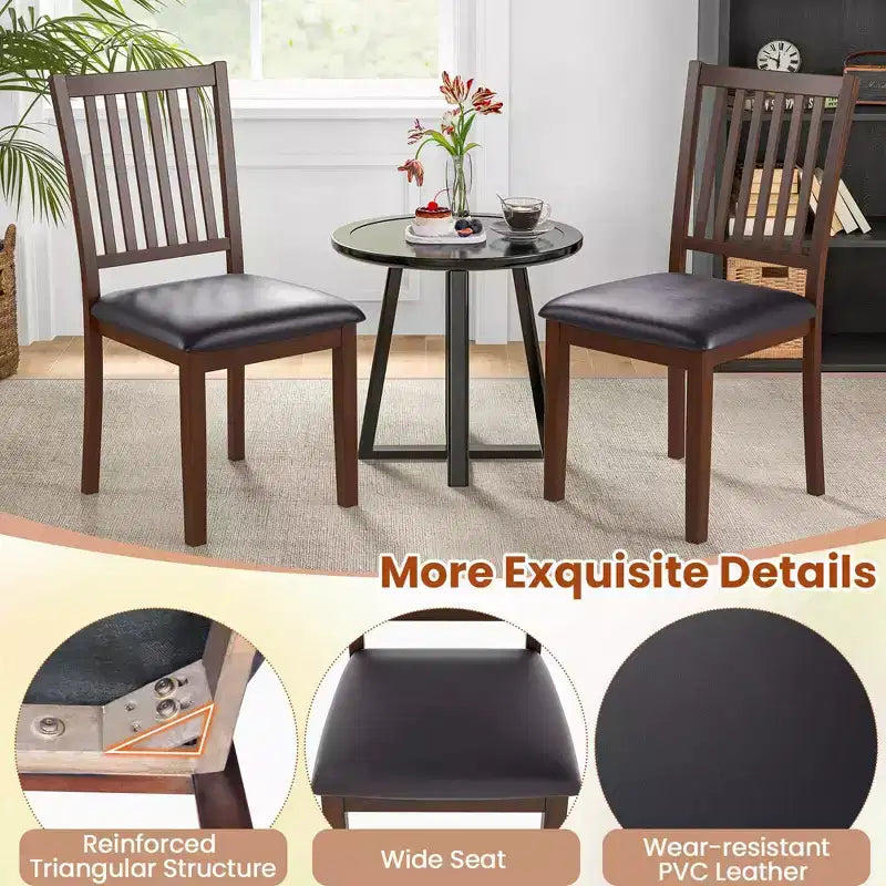 Modern Dining Chair /4 with Slanted High Backrest Wear-resistant PVC Leather