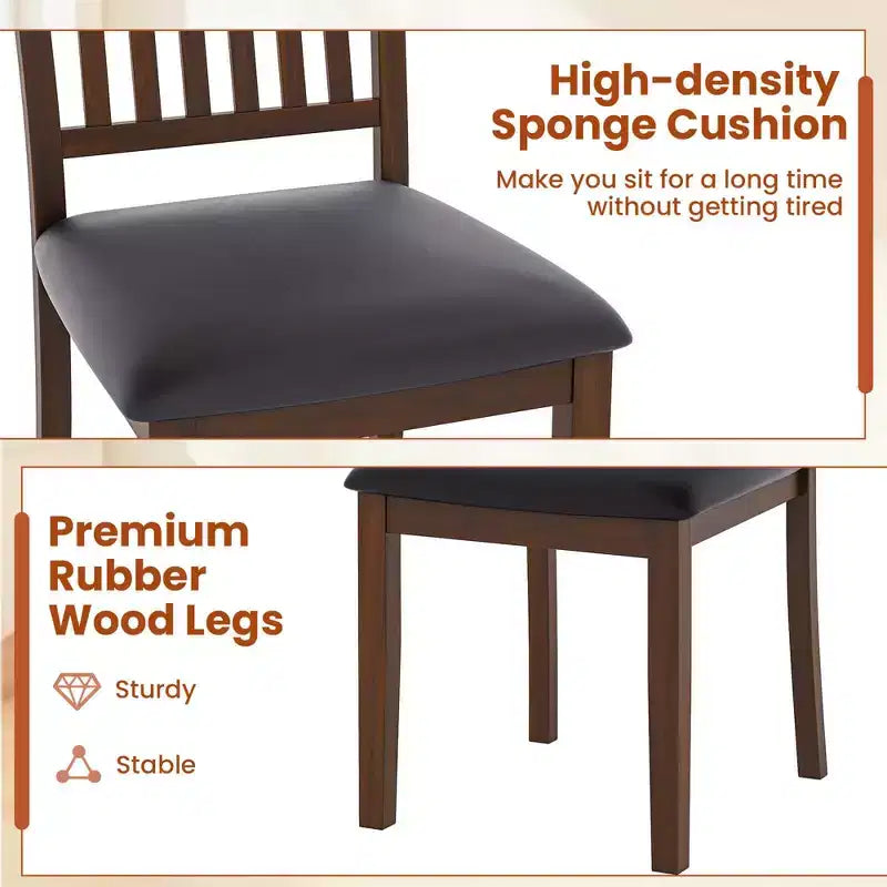 Modern Dining Chair /4 with Slanted High Backrest Wear-resistant PVC Leather