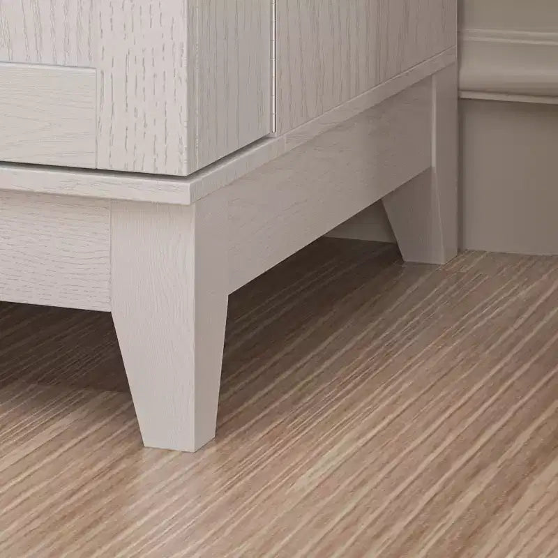 White Woodgrain Finish Kitchen Cabinets With Cup Holder Multi-Storage Space
