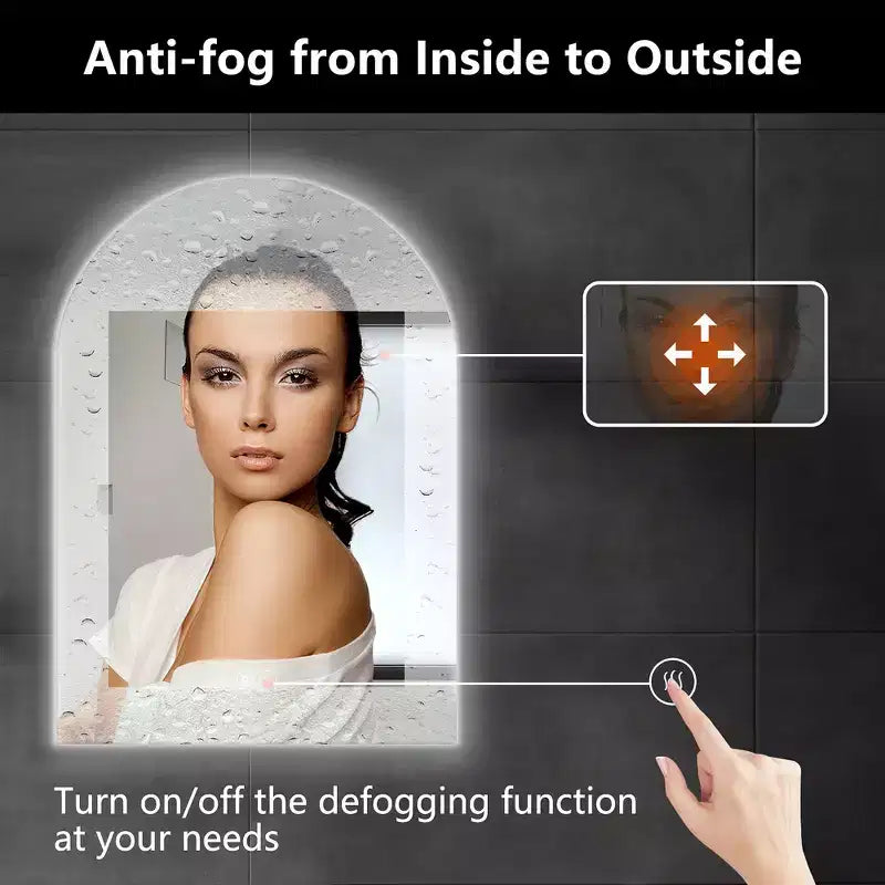 Arch Frameless LED Anti-Fog Dimmable Bathroom Vanity Mirror