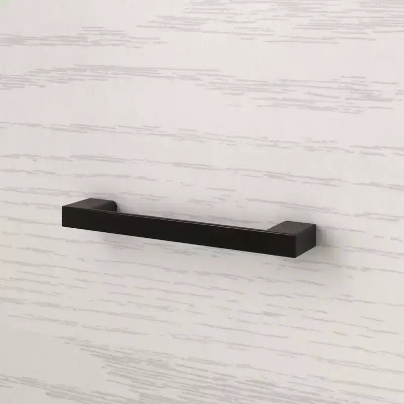 6 Drawer Horizontal Dresser Woodgrain and Black Handles for Living Room Storage