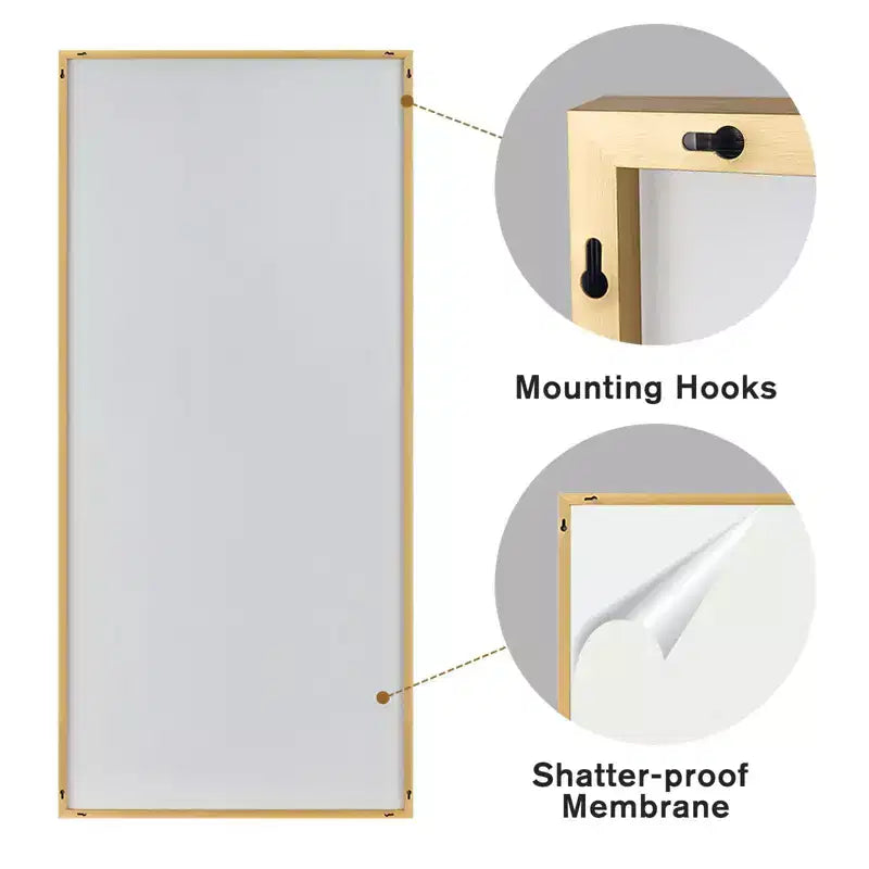 71x34 Aluminum Fine Edge Right Angle Rectangle Full Length Mirror - Without Stand