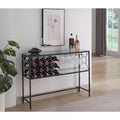 Kings Brand Furniture - Console Sofa Table with Wine Rack Storage, Wine Bar Cabinet with Wine Shelf and Glass Holder, Bronze/Glass
