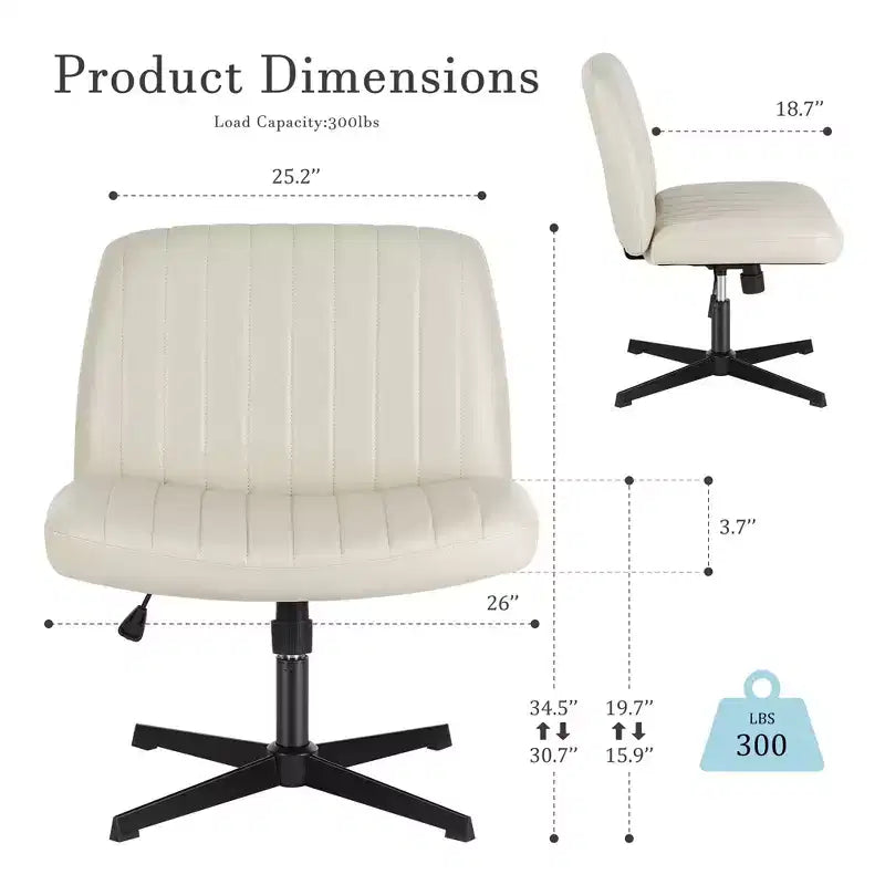 PU Leather Adjustable Height Ergonomic Task Chair with Criss Cross Chair Legged