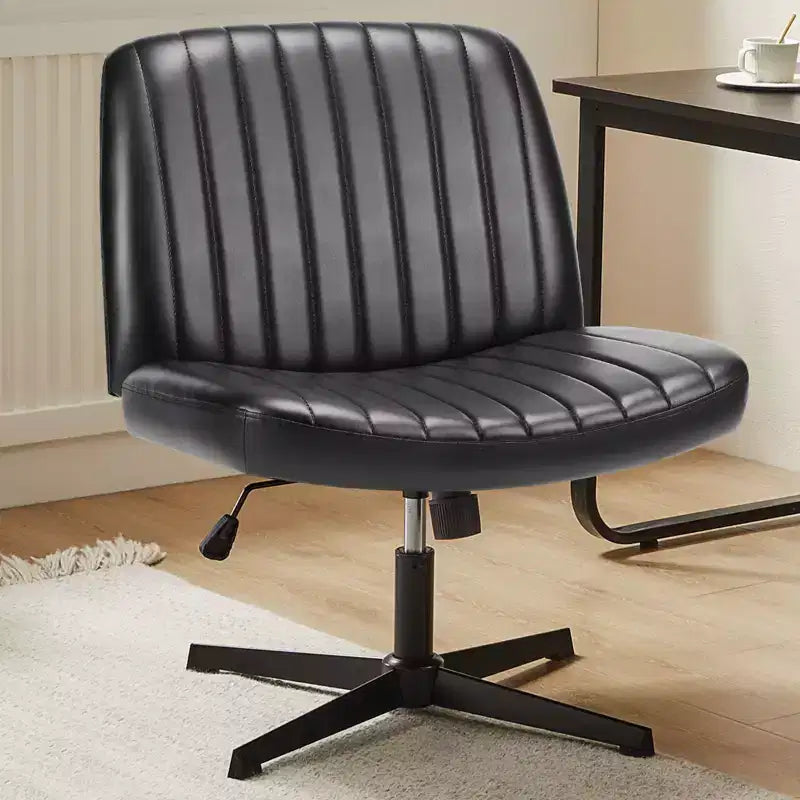 PU Leather Adjustable Height Ergonomic Task Chair with Criss Cross Chair Legged
