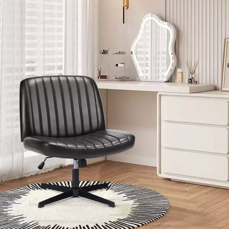 PU Leather Adjustable Height Ergonomic Task Chair with Criss Cross Chair Legged