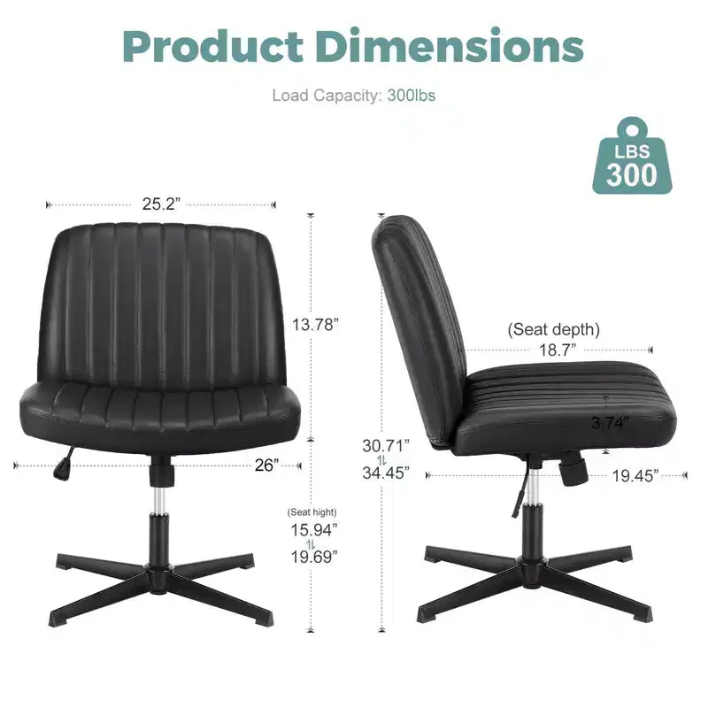 PU Leather Adjustable Height Ergonomic Task Chair with Criss Cross Chair Legged
