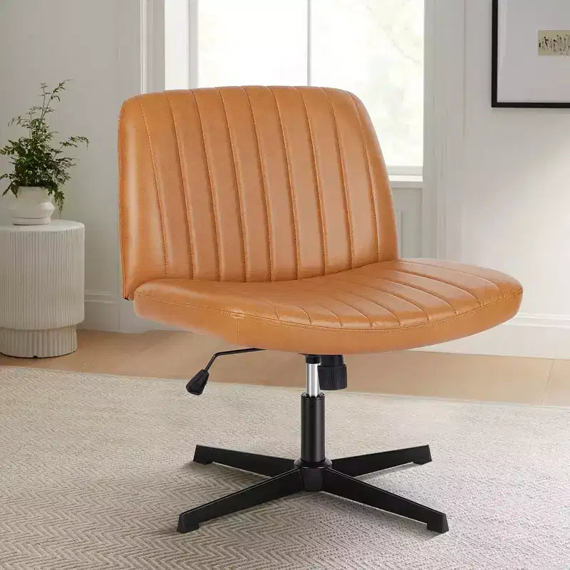PU Leather Adjustable Height Ergonomic Task Chair with Criss Cross Chair Legged