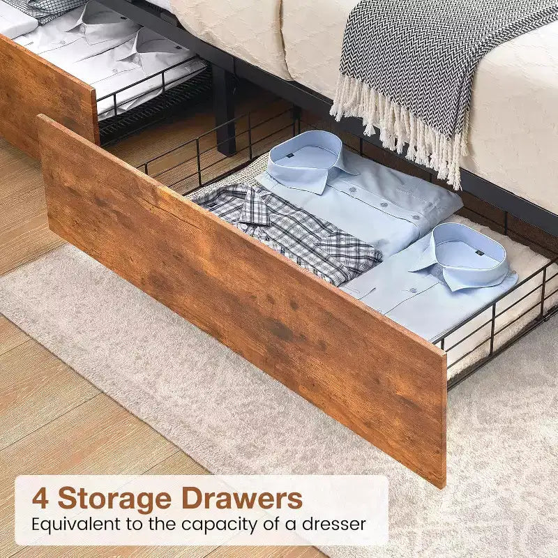 Full Size Platform Bed Frame with Upholstered Headboard – Sturdy Wood Slat Support for Bedroom