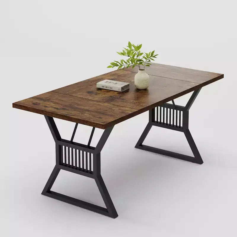 70.8 Inch Dining Table 6-8 Person, Kitchen Table with Heavy Duty Metal Legs, Farmhouse Dining Room table for Kitchen, Living Room