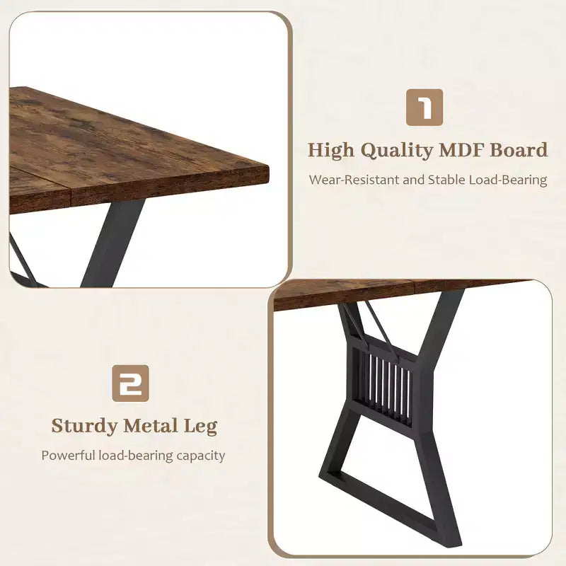 70.8 Inch Dining Table 6-8 Person, Kitchen Table with Heavy Duty Metal Legs, Farmhouse Dining Room table for Kitchen, Living Room