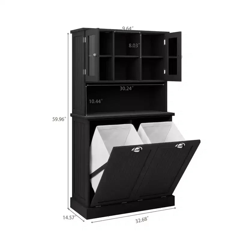 Bathroom Cabinet with Laundry Basket, Tilt Out Laundry Hamper Cabinet, Freestanding Kitchen Pantry Storage Cabinet For Bathroom Living Room