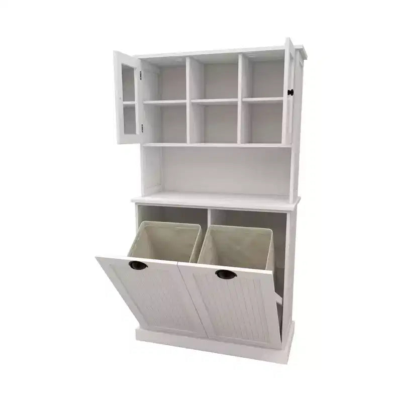 Bathroom Cabinet with Laundry Basket, Tilt Out Laundry Hamper Cabinet, Freestanding Kitchen Pantry Storage Cabinet For Bathroom Living Room