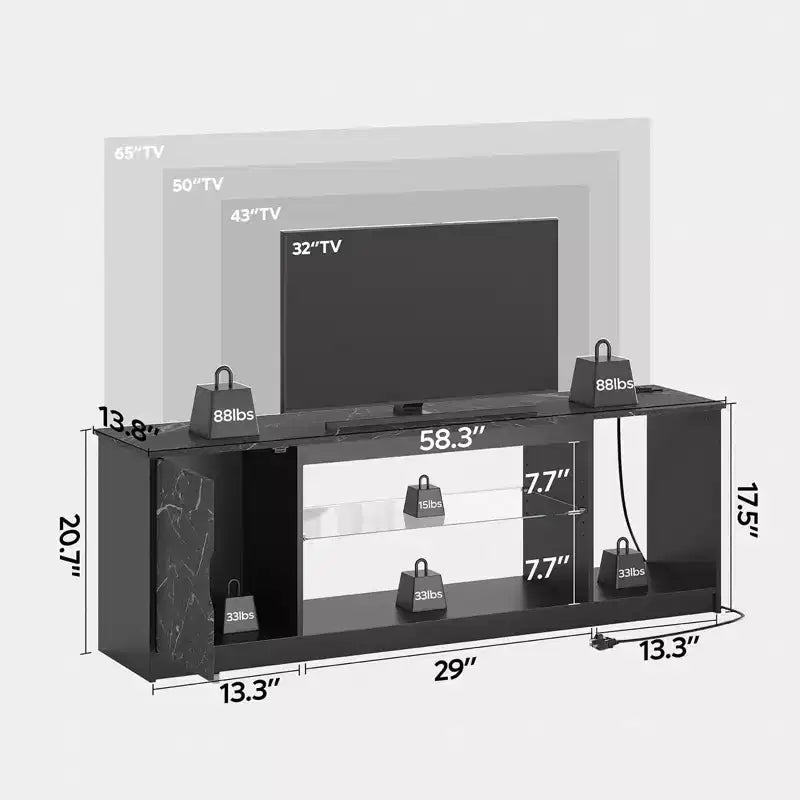 70 LED Modern Fireplace TV Stand for TVs Up to 80, PS5 Gaming TV Console Table with 36 Fireplace & Cabinet for Living Room