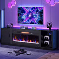 Bestier 70 LED Modern Fireplace TV Stand for TVs Up to 80, PS5 Gaming TV Console Table with 36 Fireplace & Cabinet for Living Room
