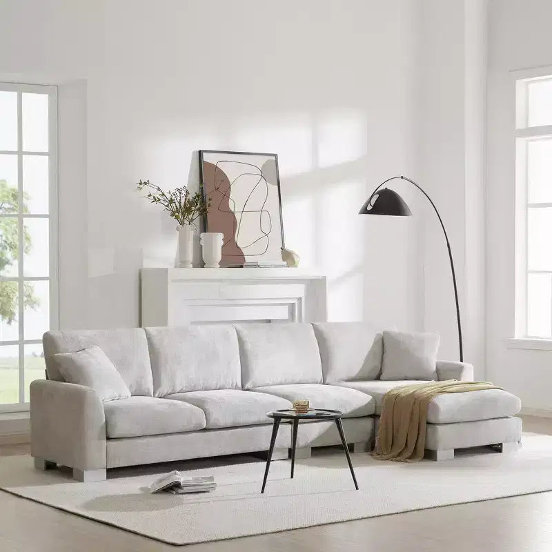 Whisen Modern Oversized Sectional Sofa, L-shaped Luxury Couch Set with Chaise and 2 Pillows