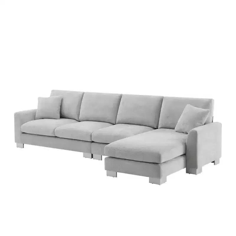 Modern Oversized Sectional Sofa, L-shaped Luxury Couch with Chaise and 2 Pillows