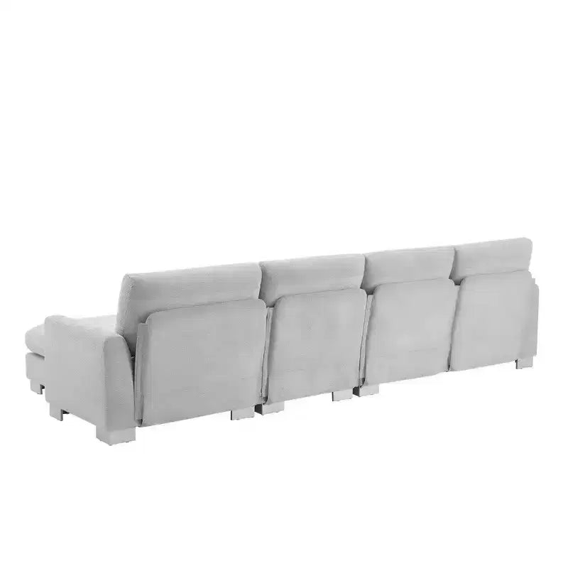 Modern Oversized Sectional Sofa, L-shaped Luxury Couch with Chaise and 2 Pillows