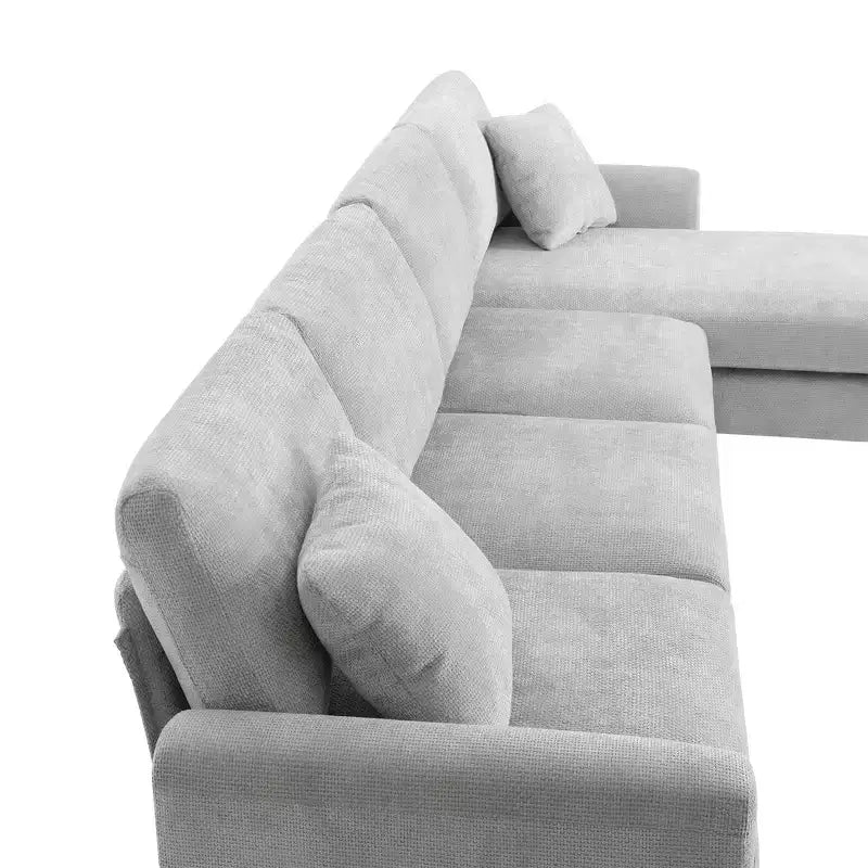 Modern Oversized Sectional Sofa, L-shaped Luxury Couch with Chaise and 2 Pillows