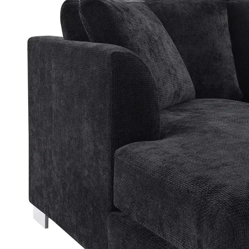 Modern Oversized Sectional Sofa, L-shaped Luxury Couch with Chaise and 2 Pillows