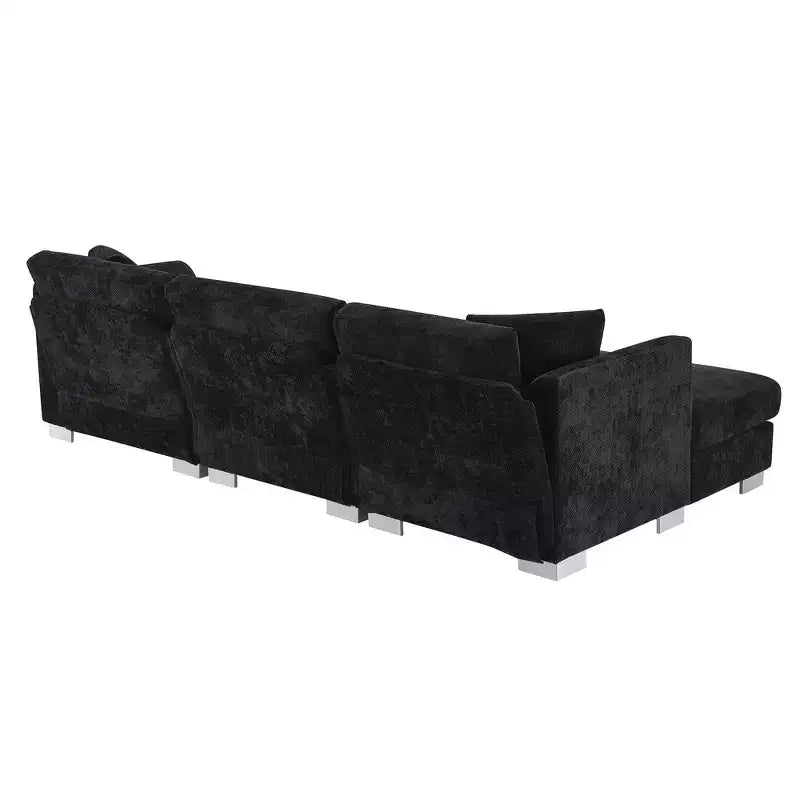 Modern Oversized Sectional Sofa, L-shaped Luxury Couch with Chaise and 2 Pillows
