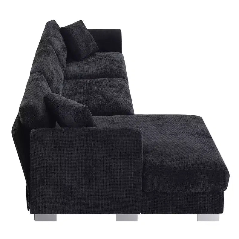 Modern Oversized Sectional Sofa, L-shaped Luxury Couch with Chaise and 2 Pillows