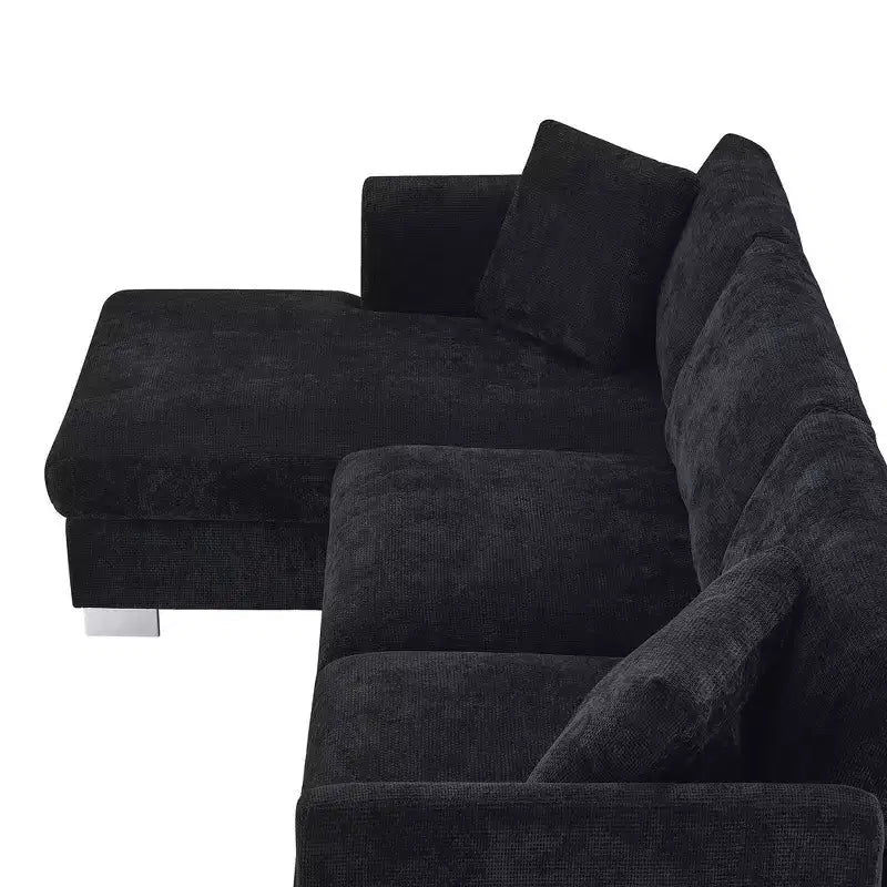 Modern Oversized Sectional Sofa, L-shaped Luxury Couch with Chaise and 2 Pillows