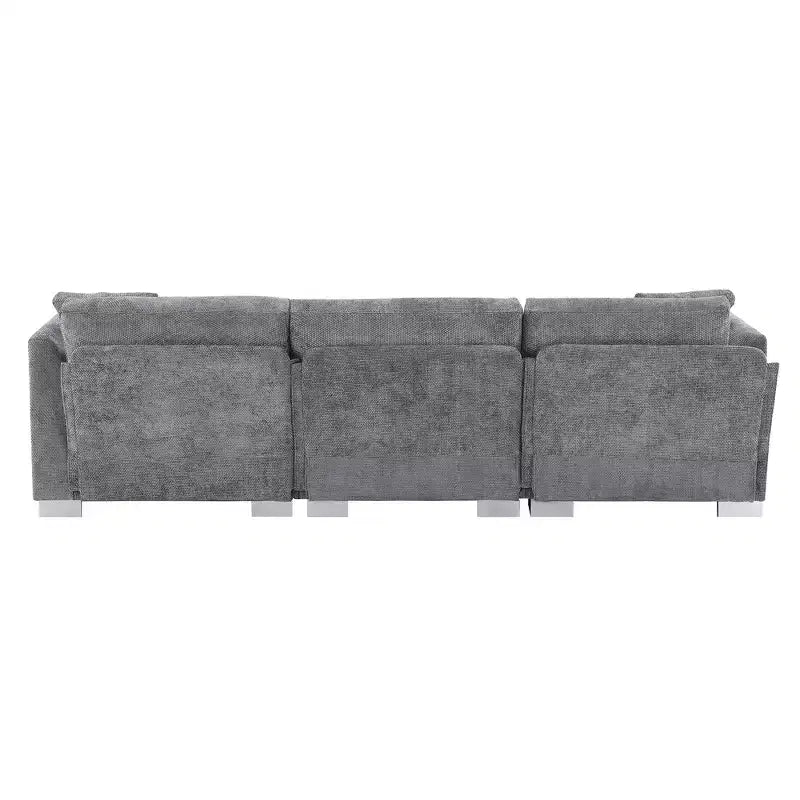 Modern Oversized Sectional Sofa, L-shaped Luxury Couch with Chaise and 2 Pillows