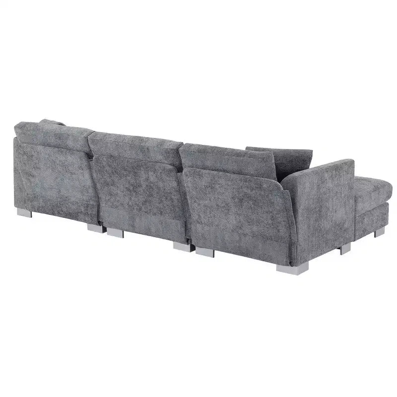 Modern Oversized Sectional Sofa, L-shaped Luxury Couch with Chaise and 2 Pillows