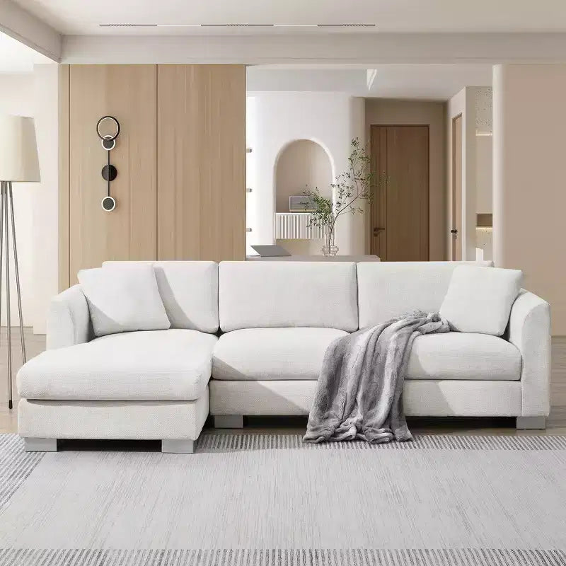 Modern Oversized Sectional Sofa, L-shaped Luxury Couch with Chaise and 2 Pillows