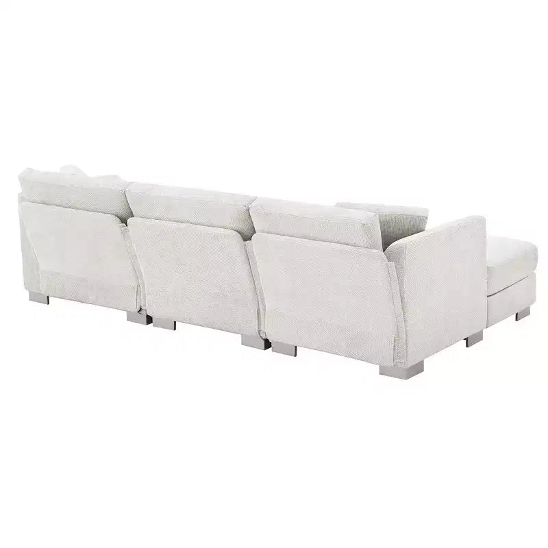 Modern Oversized Sectional Sofa, L-shaped Luxury Couch with Chaise and 2 Pillows