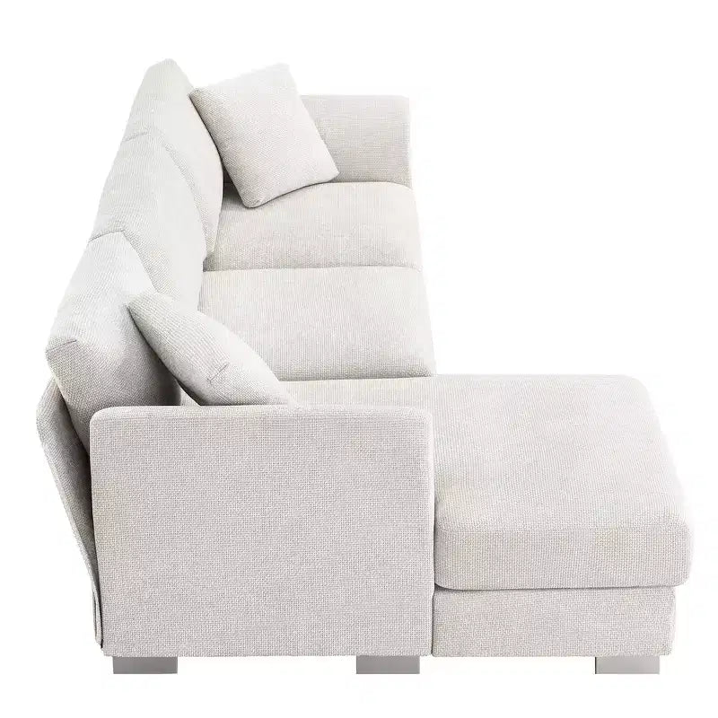 Modern Oversized Sectional Sofa, L-shaped Luxury Couch with Chaise and 2 Pillows