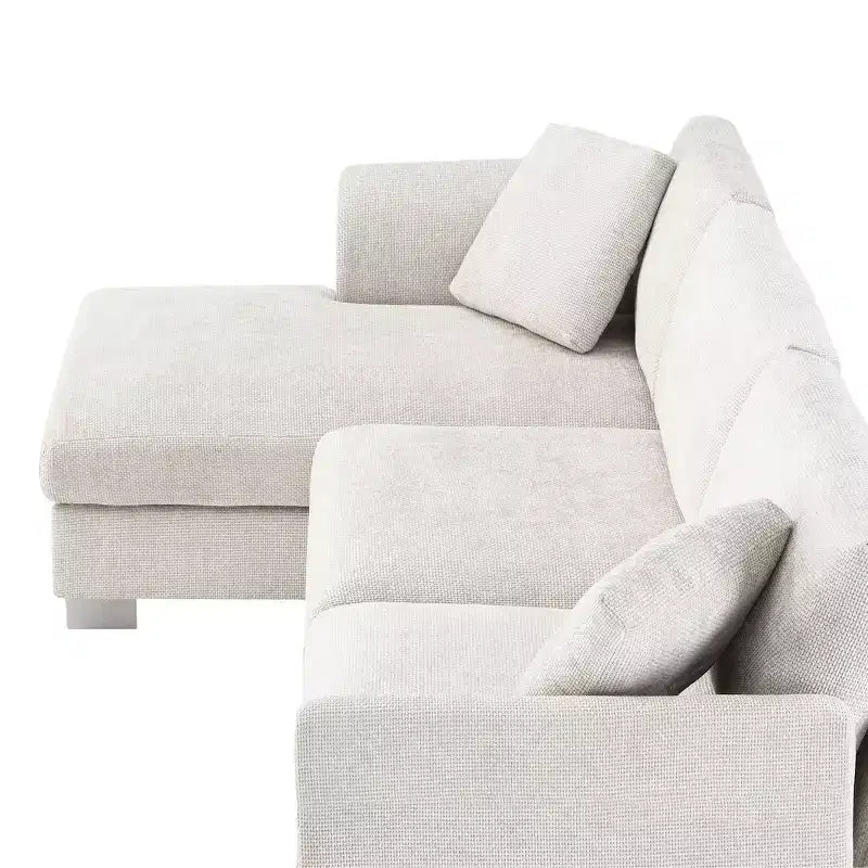 Modern Oversized Sectional Sofa, L-shaped Luxury Couch with Chaise and 2 Pillows