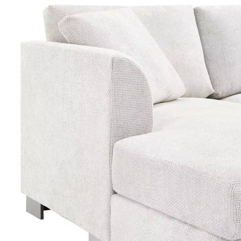 Modern Oversized Sectional Sofa, L-shaped Luxury Couch with Chaise and 2 Pillows