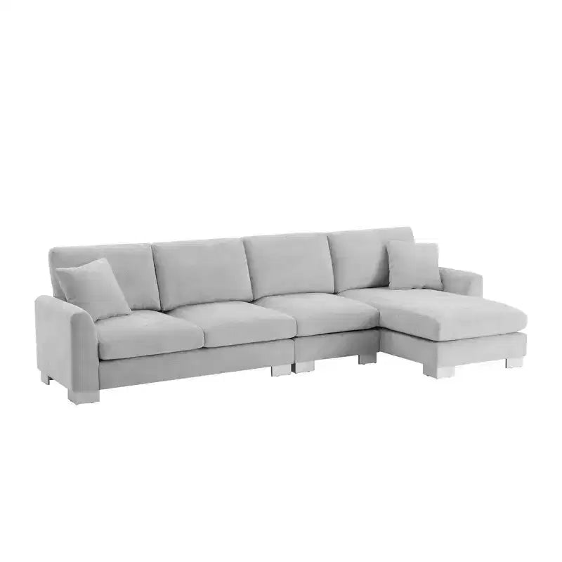 Modern Oversized Sectional Sofa, L-shaped Luxury Couch with Chaise and 2 Pillows
