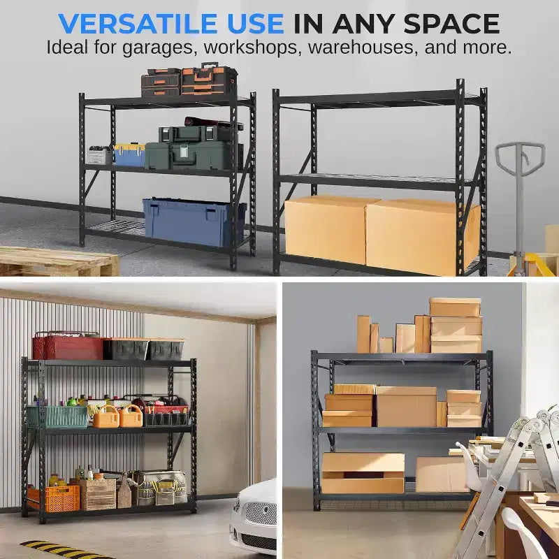 Heavy-Duty 3-Tier Metal Garage Shelving for Storage with 2000 lbs Capacity Per Shelf, Adjustable, Sturdy Design