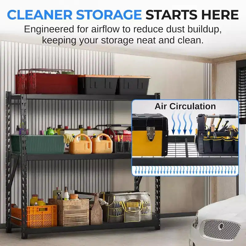 Heavy-Duty 3-Tier Metal Garage Shelving for Storage with 2000 lbs Capacity Per Shelf, Adjustable, Sturdy Design