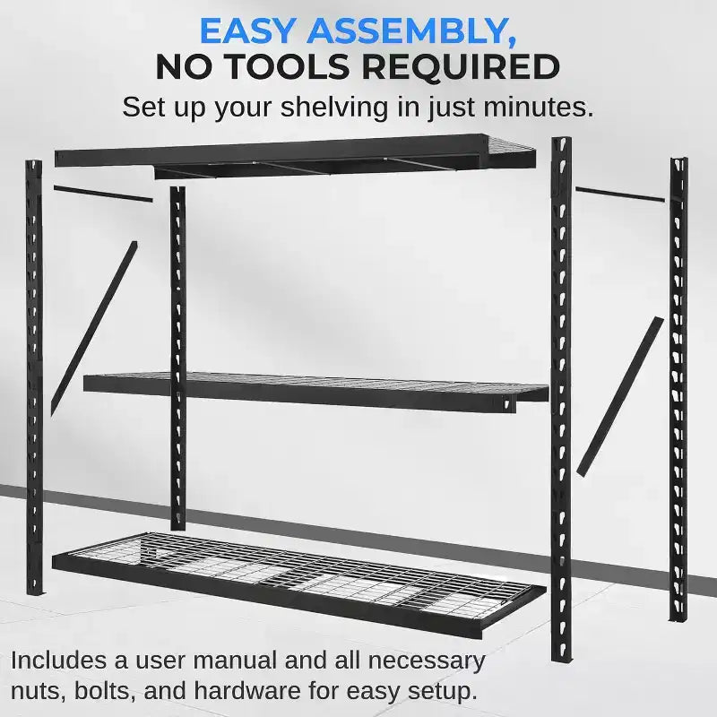 Heavy-Duty 3-Tier Metal Garage Shelving for Storage with 2000 lbs Capacity Per Shelf, Adjustable, Sturdy Design