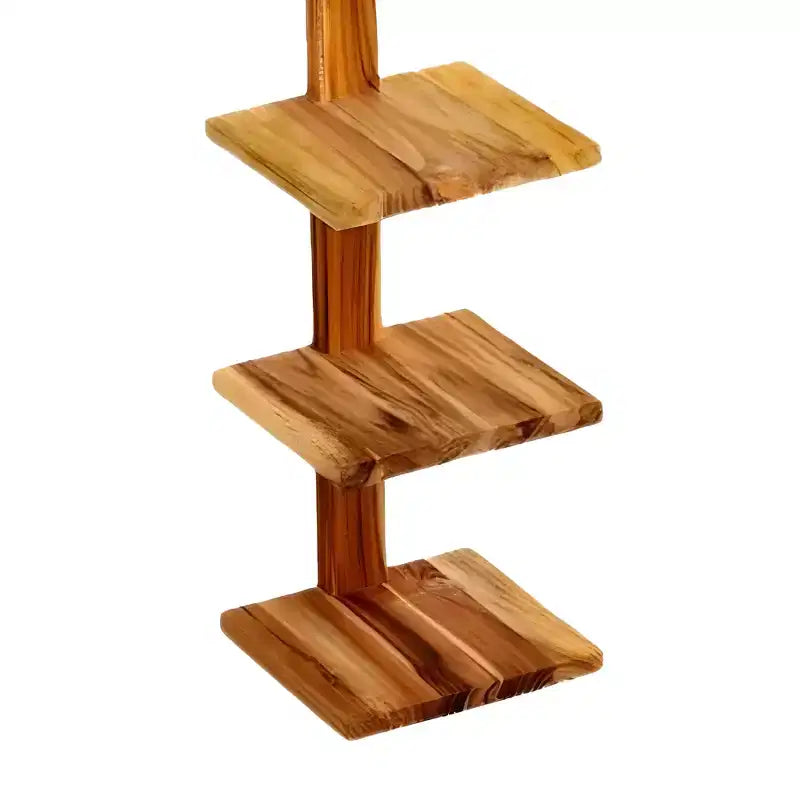 8 Shelf Floating Wall Shelves Column Shelving, Teak Wood