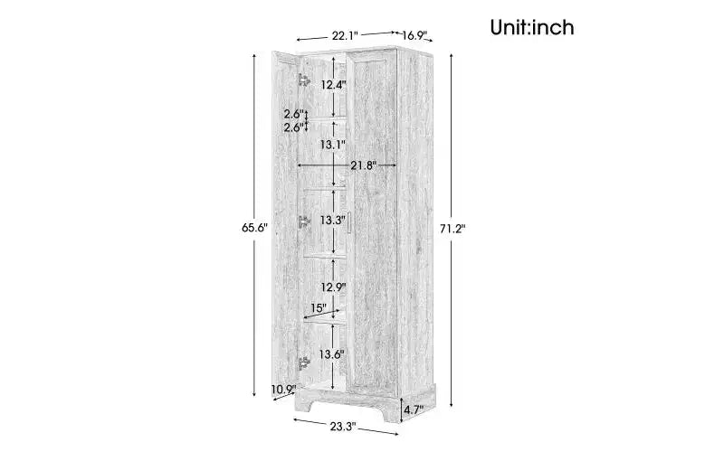 Double Door Bathroom Storage Cabinet with Adjustable Shelf, Verticle Cabinet