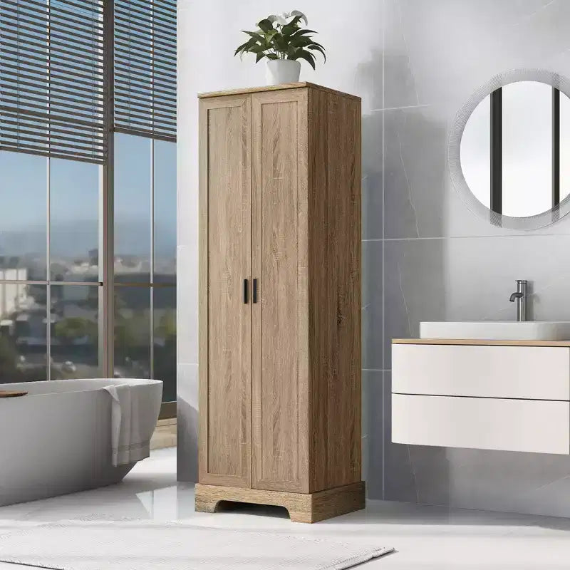Double Door Bathroom Storage Cabinet with Adjustable Shelf, Verticle Cabinet