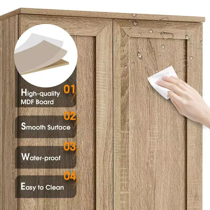 Double Door Bathroom Storage Cabinet with Adjustable Shelf, Verticle Cabinet