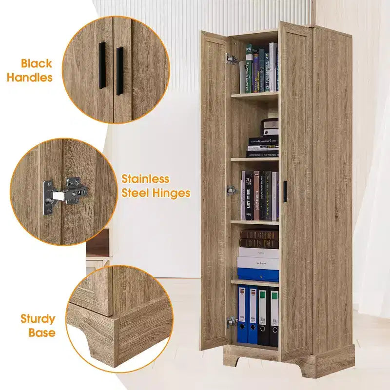 Double Door Bathroom Storage Cabinet with Adjustable Shelf, Verticle Cabinet