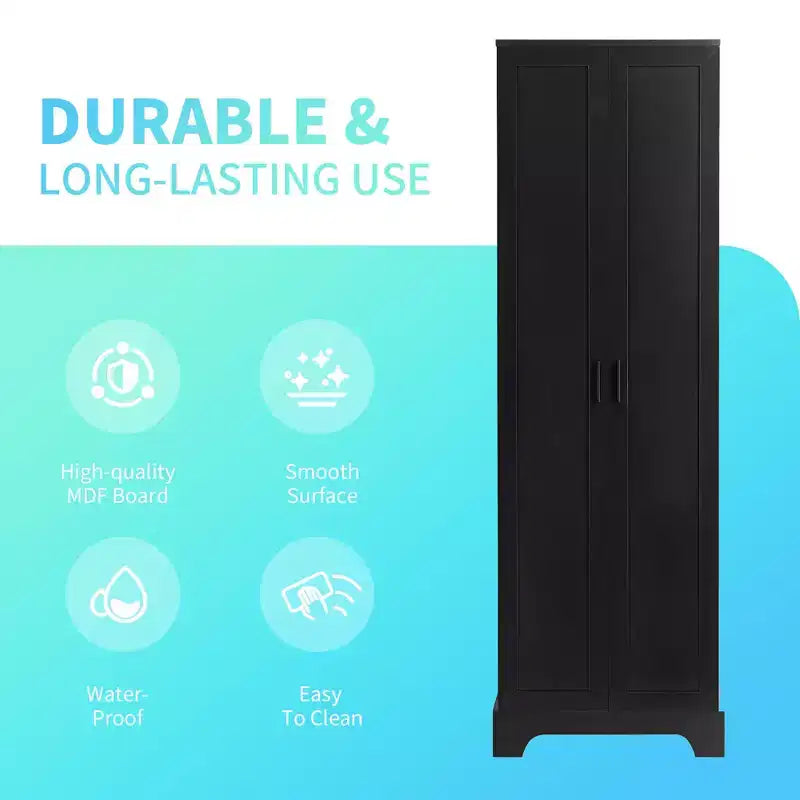 Double Door Bathroom Storage Cabinet with Adjustable Shelf, Verticle Cabinet