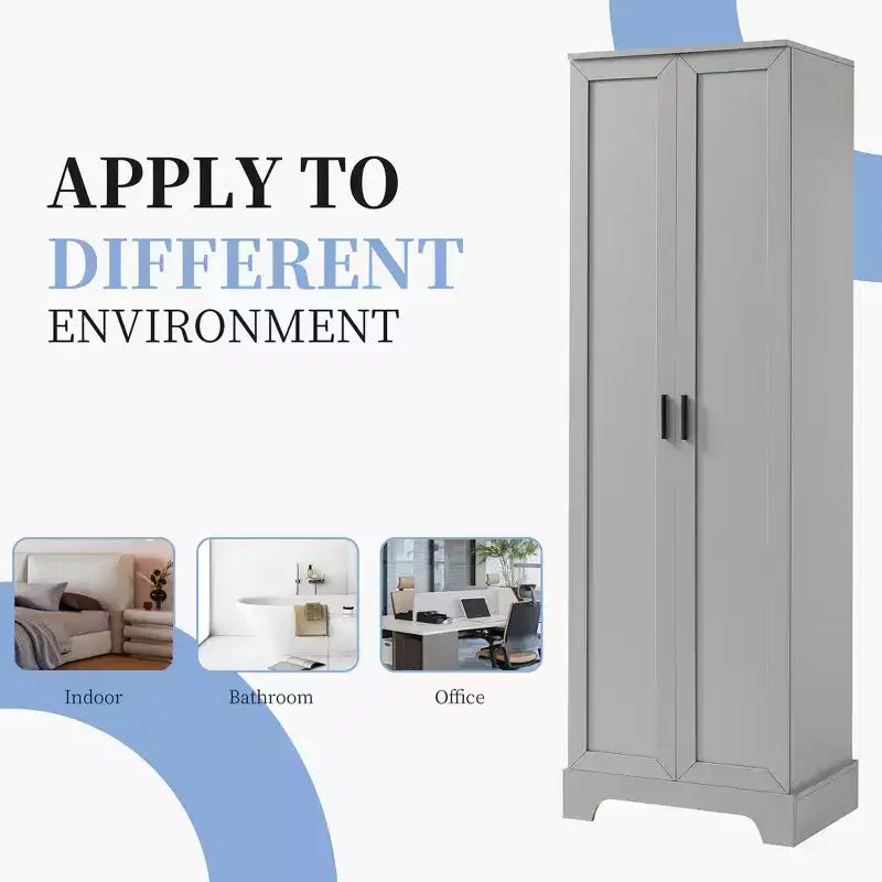 Double Door Bathroom Storage Cabinet with Adjustable Shelf, Verticle Cabinet