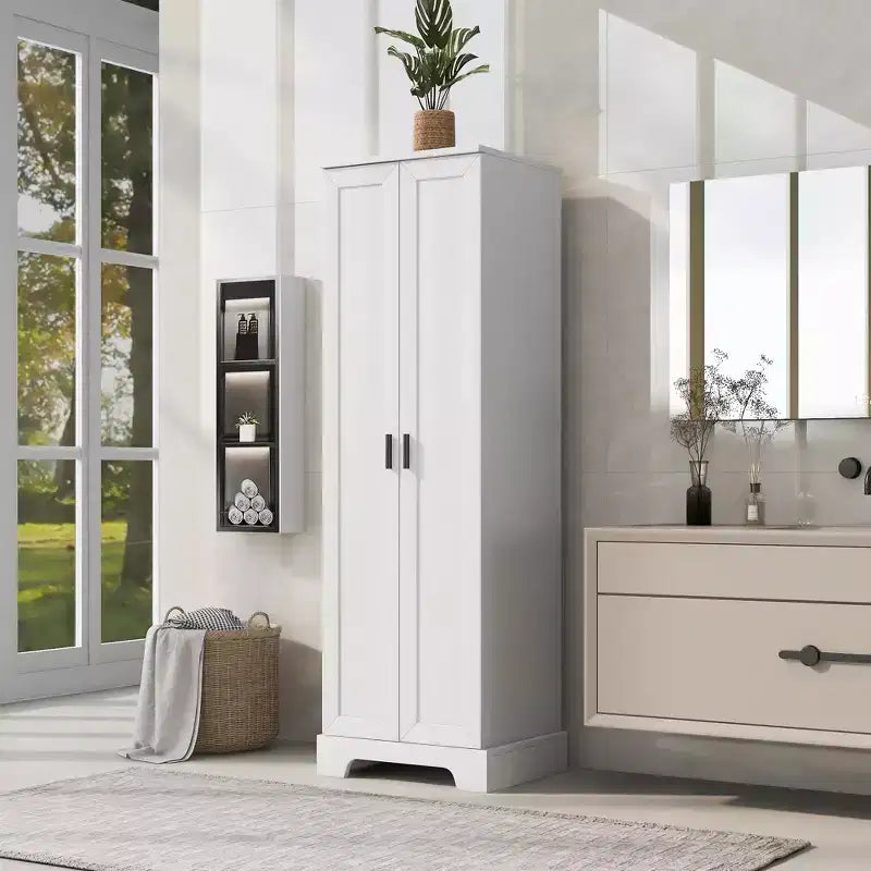 Double Door Bathroom Storage Cabinet with Adjustable Shelf, Verticle Cabinet