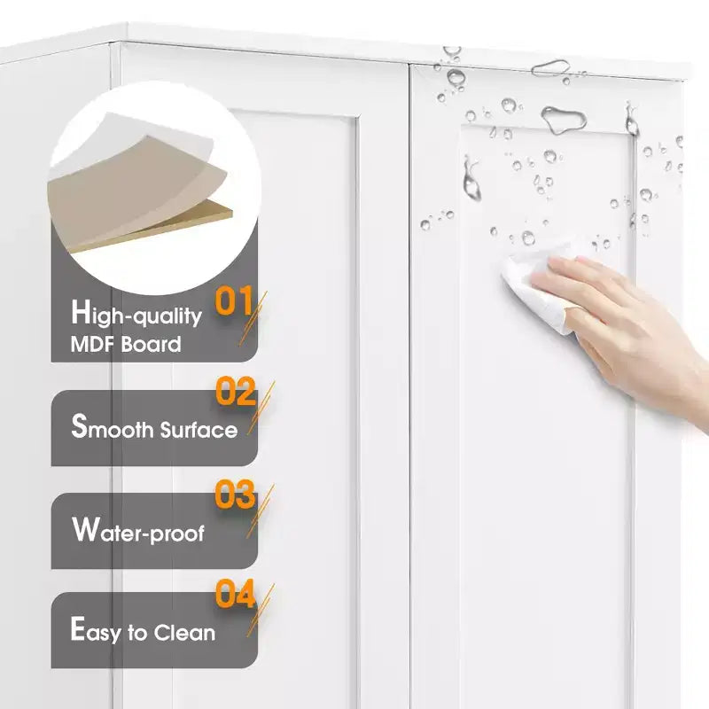 Double Door Bathroom Storage Cabinet with Adjustable Shelf, Verticle Cabinet