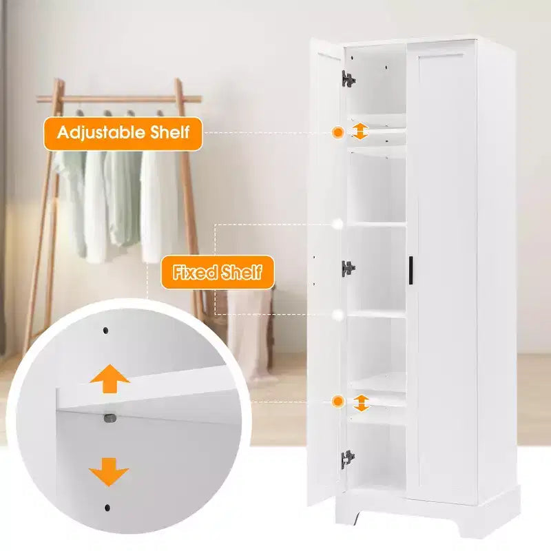 Double Door Bathroom Storage Cabinet with Adjustable Shelf, Verticle Cabinet