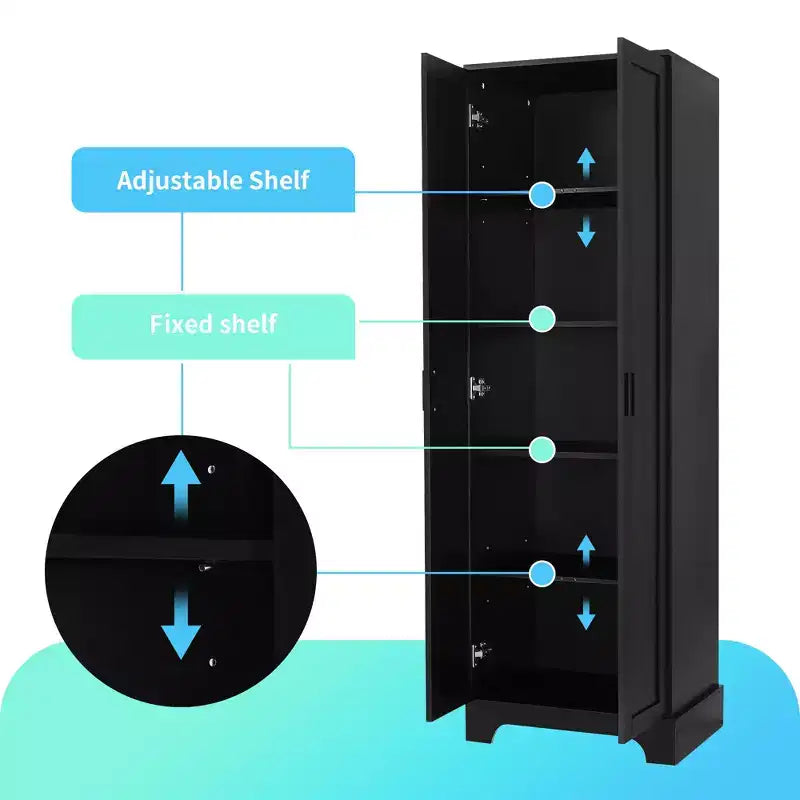 Double Door Bathroom Storage Cabinet with Adjustable Shelf, Verticle Cabinet